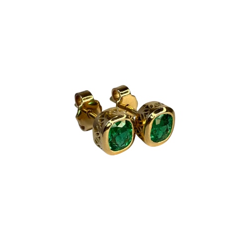 Aretes de Esmeralda Natural Colombiana en Oro 18K – Corte Orgánico | Certificado | Hechos a Mano en Chivor