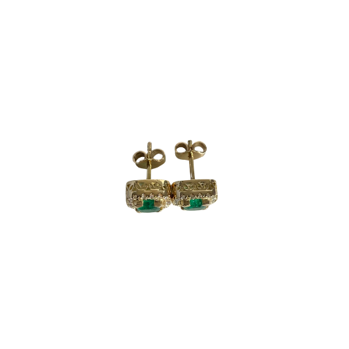 Aretes Cuadrados de Esmeralda y Diamantes en Oro 18K – Concorde Halo | Hechos a Mano en Colombia | Certificado Incluido