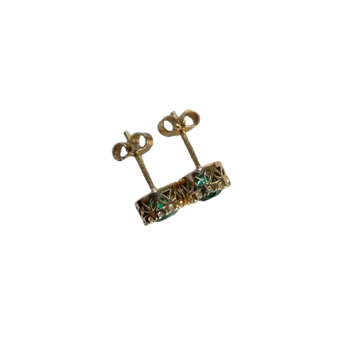 Aretes de Esmeralda y Diamantes en Oro 18K – Diseño Clásico Redondo | Certificado | Hechos a Mano en Colombia